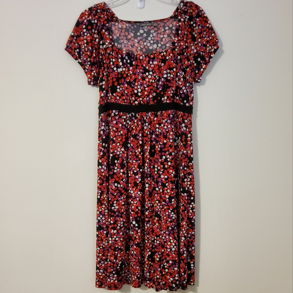 Apt. 9 Stretch Geometric Print Midi Dress - Red/Black/White/Purle